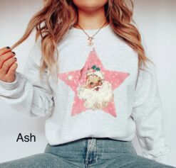 vintage christmas sweatshirt retro pink santa claus shirt classic family holiday top for winter celebrations kxkej