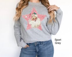 vintage christmas sweatshirt retro pink santa claus shirt classic family holiday top for winter celebrations ljd0c