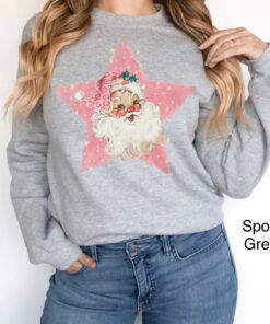 vintage christmas sweatshirt retro pink santa claus shirt classic family holiday top for winter celebrations ljd0c