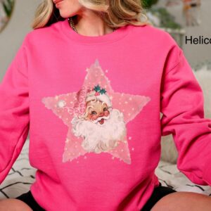 vintage christmas sweatshirt retro pink santa claus shirt classic family holiday top for winter celebrations qh3oj