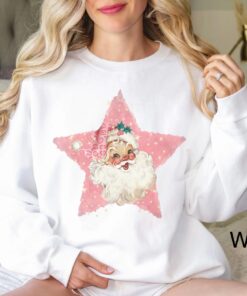 vintage christmas sweatshirt retro pink santa claus shirt classic family holiday top for winter celebrations typab