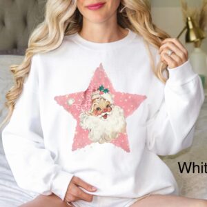 vintage christmas sweatshirt retro pink santa claus shirt classic family holiday top for winter celebrations typab