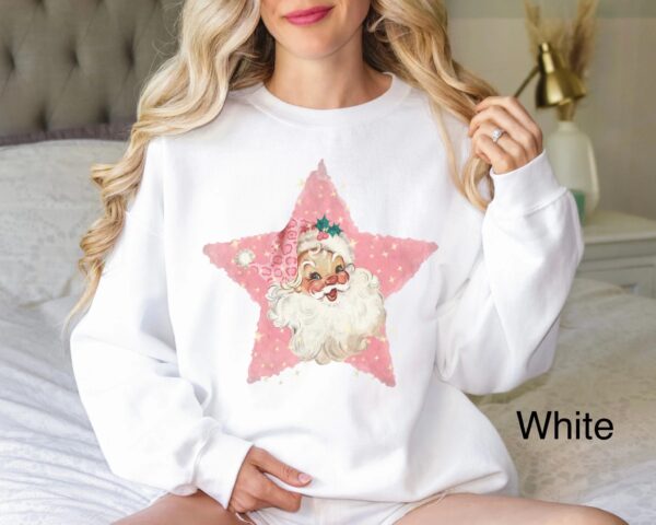 vintage christmas sweatshirt retro pink santa claus shirt classic family holiday top for winter celebrations typab