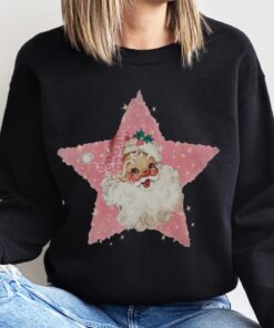 vintage christmas sweatshirt retro pink santa claus shirt classic family holiday top for winter celebrations zhiqt