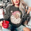 vintage christmas sweatshirt retro pink santa face crewneck comfort colors t shirt for holiday pajamas and festive wear kexy0
