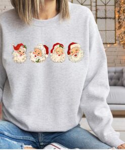 vintage christmas sweatshirt retro santa claus design comfortable fit for holiday celebrations xfzax