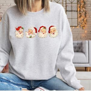 vintage christmas sweatshirt retro santa claus design comfortable fit for holiday celebrations xfzax