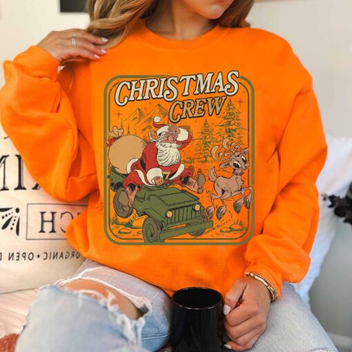 vintage christmas sweatshirt retro santa claus design family hoodie for holiday gatherings comfortable and stylish apparel tiihl