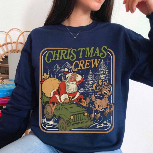 vintage christmas sweatshirt retro santa claus design family hoodie for holiday gatherings comfortable and stylish apparel zosf9