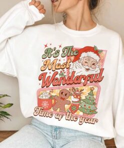 vintage christmas sweatshirt retro santa claus design featuring hot cocoa and gingerbread elements for holiday comfort 7twk0