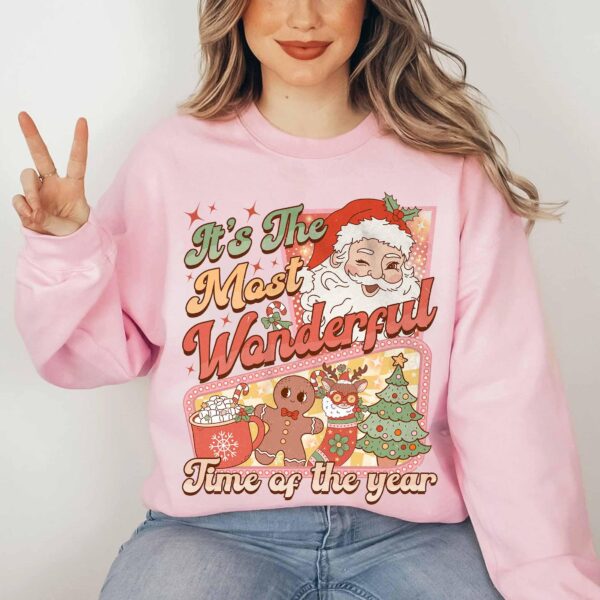 vintage christmas sweatshirt retro santa claus design featuring hot cocoa and gingerbread elements for holiday comfort s4wml