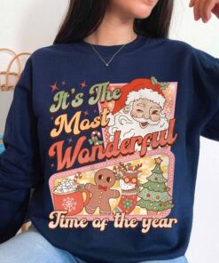 vintage christmas sweatshirt retro santa claus design featuring hot cocoa and gingerbread elements for holiday comfort ysnou