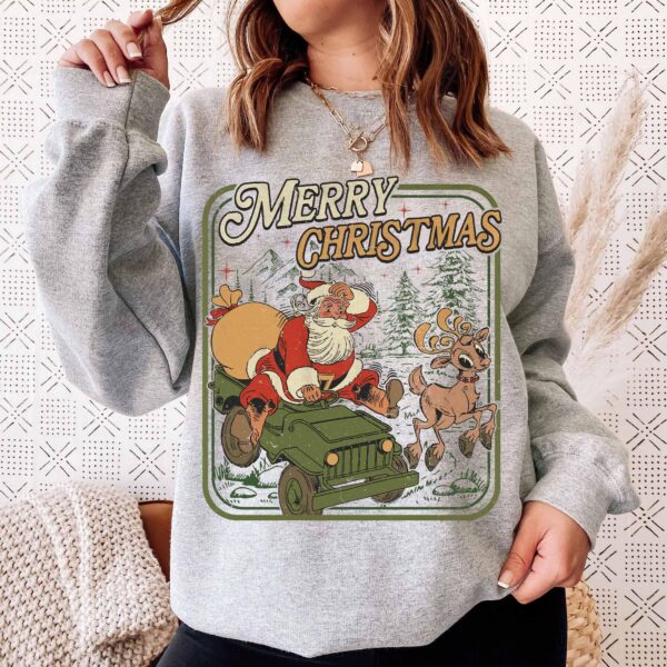 vintage christmas sweatshirt retro santa claus hoodie with christmas tree design for holiday celebrations and festive outfits 7rmfi