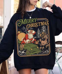 vintage christmas sweatshirt retro santa claus hoodie with christmas tree design for holiday celebrations and festive outfits ar3ni