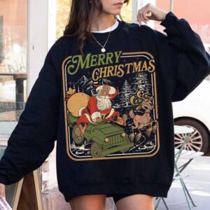 vintage christmas sweatshirt retro santa claus hoodie with christmas tree design for holiday celebrations and festive outfits ar3ni