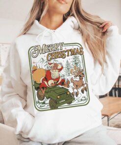 vintage christmas sweatshirt retro santa claus hoodie with christmas tree design for holiday celebrations and festive outfits ef2kw