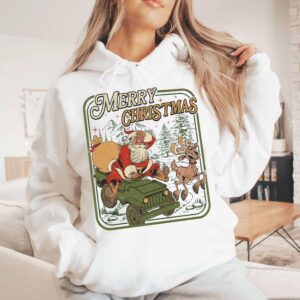 vintage christmas sweatshirt retro santa claus hoodie with christmas tree design for holiday celebrations and festive outfits ef2kw