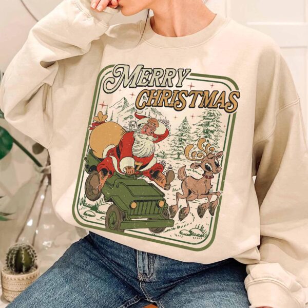 vintage christmas sweatshirt retro santa claus hoodie with christmas tree design for holiday celebrations and festive outfits nkqvi