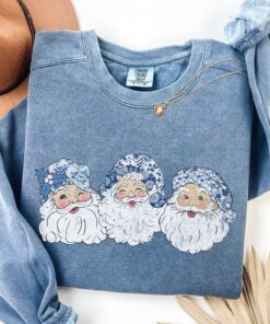 vintage christmas sweatshirt retro santa design blue toile coquette style holiday apparel for women c2c5g scaled