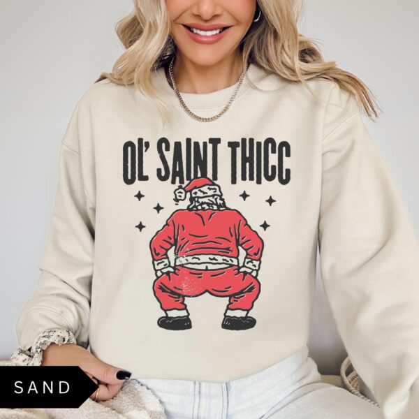 vintage christmas sweatshirt retro santa design funny ol saint thicc womens holiday apparel trendy comfortable style 6uarg