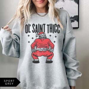 vintage christmas sweatshirt retro santa design funny ol saint thicc womens holiday apparel trendy comfortable style askyv