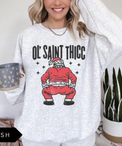 vintage christmas sweatshirt retro santa design funny ol saint thicc womens holiday apparel trendy comfortable style e2ygc