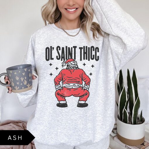 vintage christmas sweatshirt retro santa design funny ol saint thicc womens holiday apparel trendy comfortable style e2ygc