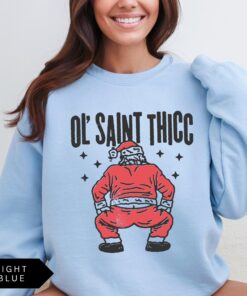 vintage christmas sweatshirt retro santa design funny ol saint thicc womens holiday apparel trendy comfortable style j4krw