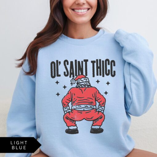 vintage christmas sweatshirt retro santa design funny ol saint thicc womens holiday apparel trendy comfortable style j4krw