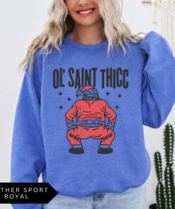 vintage christmas sweatshirt retro santa design funny ol saint thicc womens holiday apparel trendy comfortable style joqw7