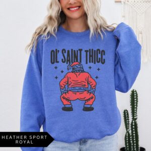 vintage christmas sweatshirt retro santa design funny ol saint thicc womens holiday apparel trendy comfortable style joqw7