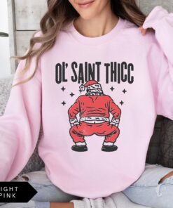 vintage christmas sweatshirt retro santa design funny ol saint thicc womens holiday apparel trendy comfortable style kj3co