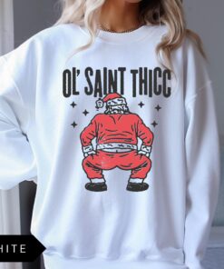 vintage christmas sweatshirt retro santa design funny ol saint thicc womens holiday apparel trendy comfortable style qlrkk