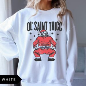 vintage christmas sweatshirt retro santa design funny ol saint thicc womens holiday apparel trendy comfortable style qlrkk