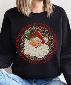 vintage christmas sweatshirt retro santa design with cheetah print for a unique holiday look and comfortable fit jfioa