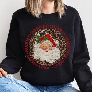 vintage christmas sweatshirt retro santa design with cheetah print for a unique holiday look and comfortable fit jfioa