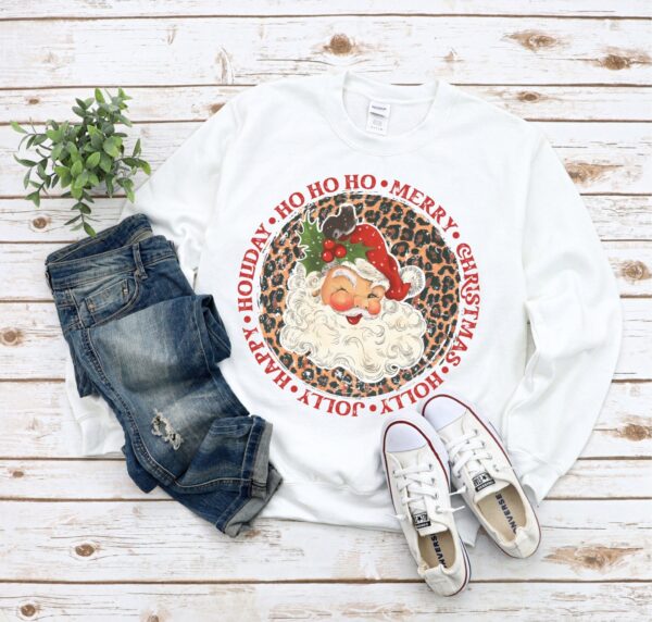 vintage christmas sweatshirt retro santa design with cheetah print for a unique holiday look and comfortable fit mdhlr