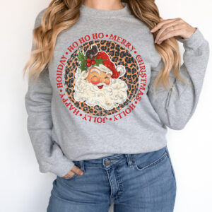 vintage christmas sweatshirt retro santa design with cheetah print for a unique holiday look and comfortable fit xdqco