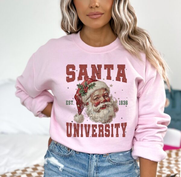 vintage christmas sweatshirt retro santa university design comfortable fit for women ibmte