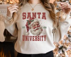 Vintage Christmas Sweatshirt Retro Santa University Design Comfortable Fit for Women