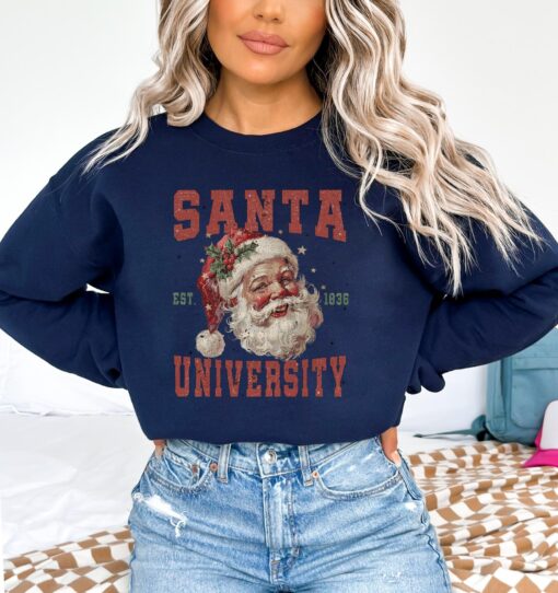 vintage christmas sweatshirt retro santa university design comfortable fit for women u2zn6