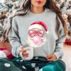 vintage christmas sweatshirt santa blowing bubble gum retro design pink colorful long sleeve shirt for holiday celebrations pd5rn