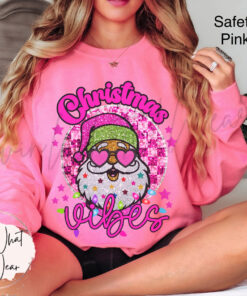 vintage christmas sweatshirt sparkle santa with sunglasses oversized retro top for holiday vibes and festive style jyfuk