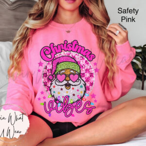 vintage christmas sweatshirt sparkle santa with sunglasses oversized retro top for holiday vibes and festive style jyfuk