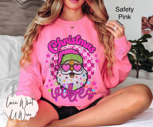 vintage christmas sweatshirt sparkle santa with sunglasses oversized retro top for holiday vibes and festive style jyfuk