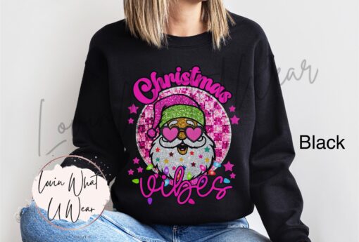 vintage christmas sweatshirt sparkle santa with sunglasses oversized retro top for holiday vibes and festive style orhib