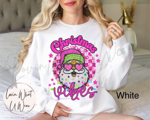 vintage christmas sweatshirt sparkle santa with sunglasses oversized retro top for holiday vibes and festive style sdyq3