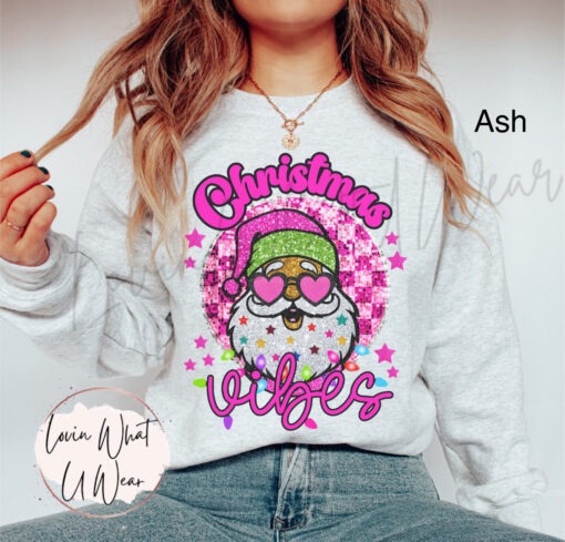 vintage christmas sweatshirt sparkle santa with sunglasses oversized retro top for holiday vibes and festive style zoslz