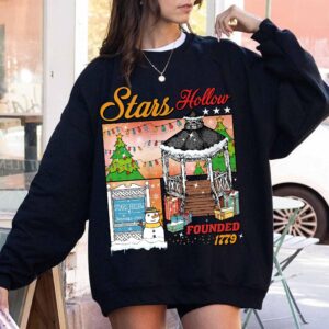 vintage christmas sweatshirt stars hollow festival hoodie winter tree design inspired by tv show connecticut 6qe95