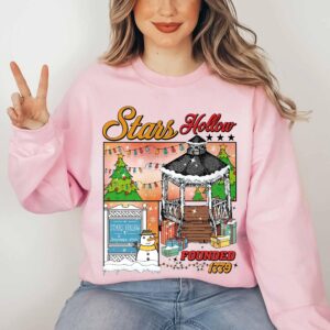 vintage christmas sweatshirt stars hollow festival hoodie winter tree design inspired by tv show connecticut erjey